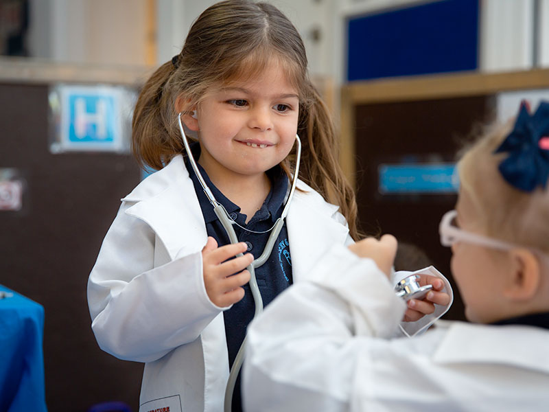 Child dressed up as a medical professional 